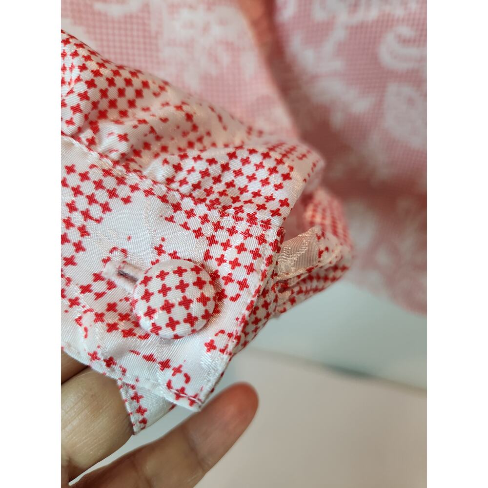 Vintage Notations Red White Button Front Blouse S… - image 6